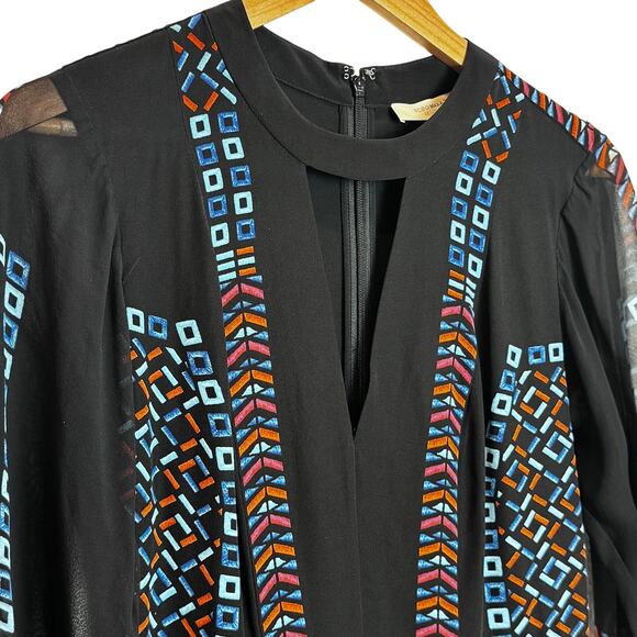 BCBGMAXAZRIA Runway y2k Kaselle Dress Women’s 2Embroidered Geometric Boho - Picture 5 of 16